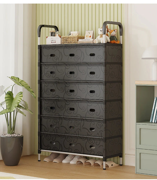 رف أحذية أسود من 7 طبقات